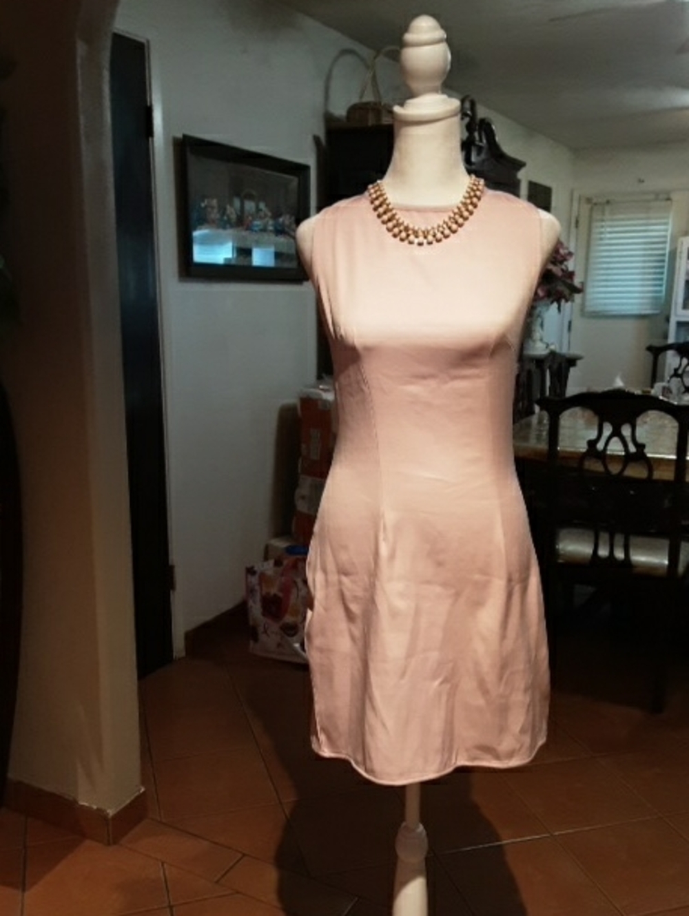 SHEIN Light Pink Sleeveless Jewel-Neck Shift Dress